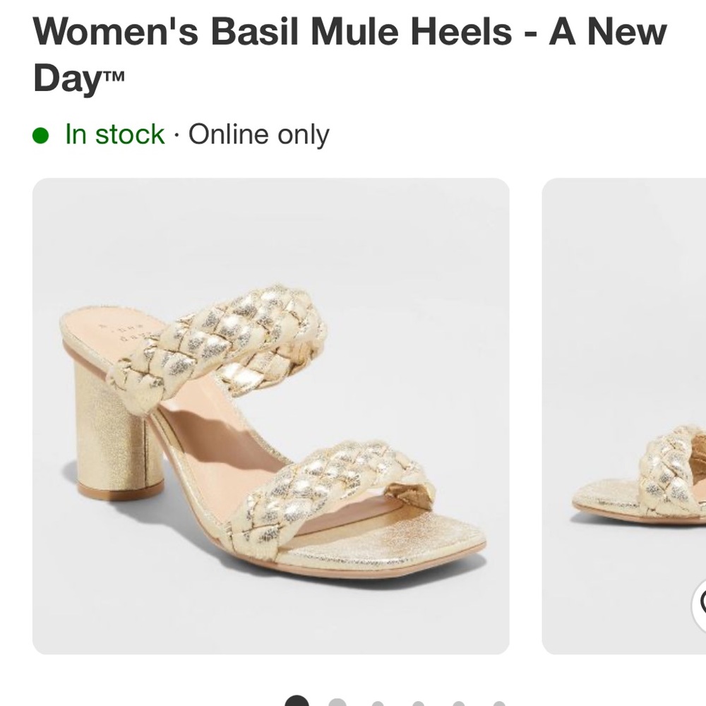 NIB A New Day Braided Basil Mule Heels in Gold- size 6